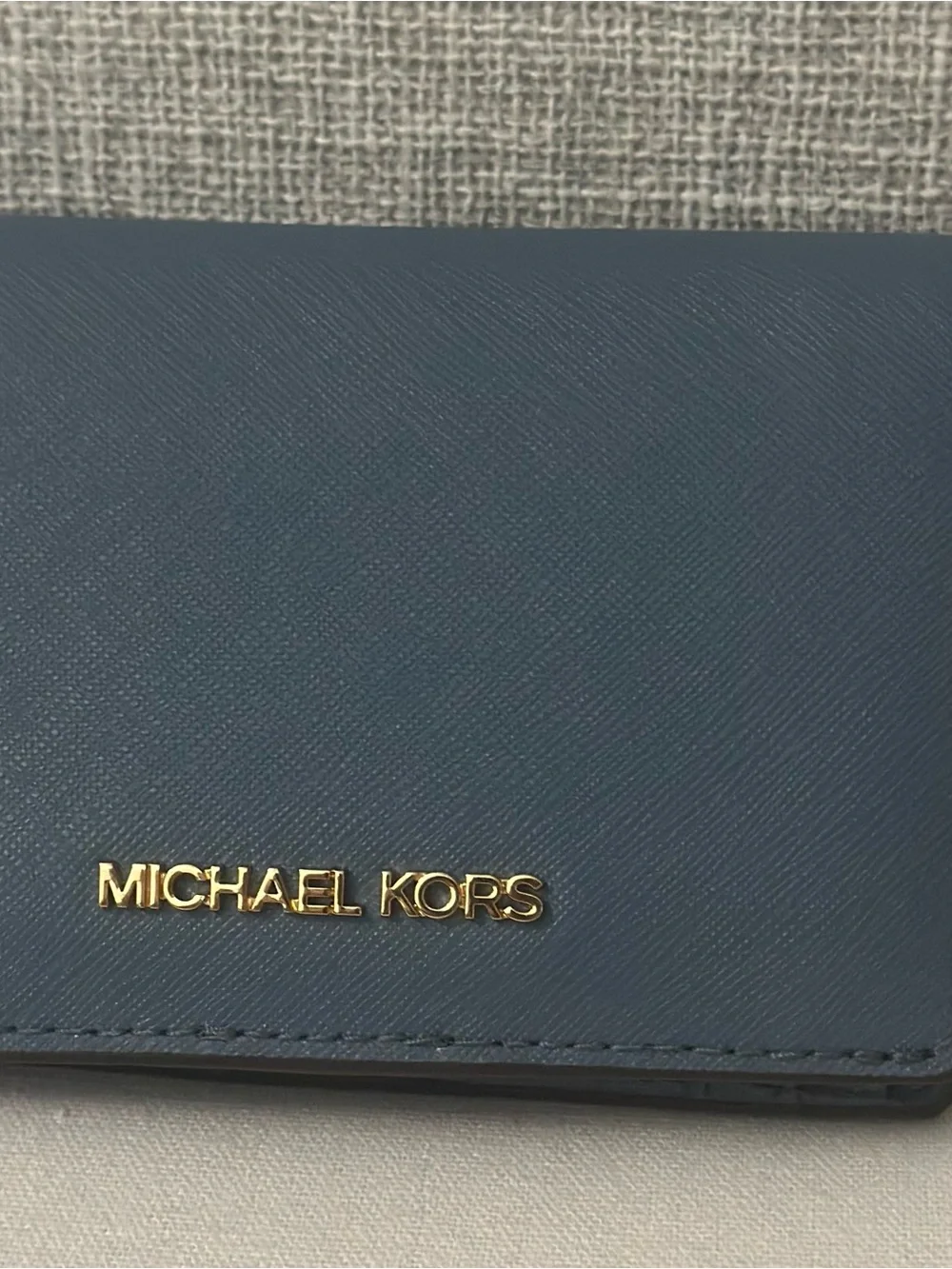 Michael Kors Jet Set Medium Slim Leather Wallet Denim NWT